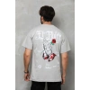 Erkek Kısa Kol Yazlık Tişört Bisiklet Yaka Baskılı Oversize T-Shirt - Gri