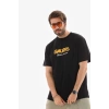 Erkek Kısa Kol Yazlık Tişört Bisiklet Yaka Baskılı Oversize T-Shirt - Siyah