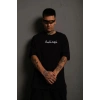 Erkek Kısa Kol Yazlık Tişört Bisiklet Yaka Baskılı Oversize T-Shirt - Siyah