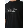 Erkek Kısa Kol Yazlık Tişört Bisiklet Yaka Baskılı Oversize T-Shirt - Siyah