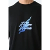 Erkek Kısa Kol Yazlık Tişört Bisiklet Yaka Baskılı Oversize T-Shirt - Siyah