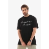 Erkek Kısa Kol Yazlık Tişört Bisiklet Yaka Baskılı Oversize T-Shirt - Siyah