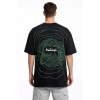 Erkek Kısa Kol Yazlık Tişört Bisiklet Yaka Baskılı Oversize T-Shirt - Siyah