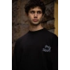 Erkek Kısa Kol Yazlık Tişört Bisiklet Yaka Baskılı Oversize T-Shirt - Siyah