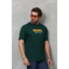 Erkek Kısa Kol Yazlık Tişört Bisiklet Yaka Baskılı Oversize T-Shirt - Yeşil
