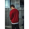 Erkek Kışlık Bisiklet Yaka Üç İplik Basic SweatShirt - Bordo