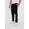 Erkek Kışlık Üç İplik Baskılı Eşofman Pantolon - Siyah