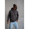 Erkek Kordonlu Arka Maske Kordon Saçlı 3 iplik pamuklu Kapüşonlu sweatshirt - Füme