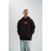 Erkek Nakışlı Kapüşonlu Oversize 3 İplik Pamuklu SweatShirt Hoodie - Siyah