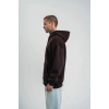 Erkek Nakışlı Kapüşonlu Oversize 3 İplik Pamuklu SweatShirt Hoodie - Siyah