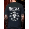Erkek Ön ve Arka Baskılı T-Shirt Kısa Kol Bisiklet Yaka Regular Fit Tişört - Siyah