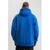 Erkek Oversize 3 İplik Pamuklu Kapüşonlu Kanguru Cepli Hoodie Sweatshirt - Saks Mavisi