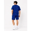 Erkek Oversize Kalıp Pubg Bape X Shark Nakışlı Cepli Şort Takım - Mavi