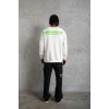 Erkek Oversize Sweatshirt Ön ve Sırt Baskılı 3 İplik Pamuklu - Beyaz