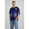 Erkek Oversize Tişört Dragon Kuru Kafa Baskılı Bisiklet Yaka T-Shirt - Lacivert