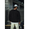 Erkek pamuklu Bisiklet Yaka 3 İplik Basic SweatShirt - Siyah