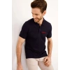 Erkek Pike Polo Yaka Tişört Düğmeli Baskılı T-Shirt - Beyaz