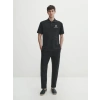 Erkek Pike Polo Yaka Tişört Düğmeli Baskılı T-Shirt - Beyaz
