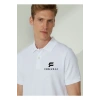 Erkek Pike Polo Yaka Tişört Düğmeli Baskılı T-Shirt - Beyaz