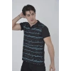 Erkek Pike Polo Yaka tişört Slim Fit Baskılı Kısa kol T-Shirt - Siyah