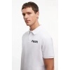 Erkek Polo Yaka Düğmeli Tişört Pike Baskılı T-Shirt - Beyaz