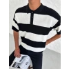 Erkek Polo Yaka Düğmeli Triko T-Shirt - Siyah