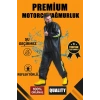 Erkek Premium Motorcu Kurye Yağmurluk Takım Su Geçirmez PVC Kumaş Reflektörlü  - Siyah