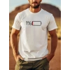 Erkek Sarj %1 Baskılı T-Shirt Kısa Kol Bisiklet Yaka Regular Fit Tişört - Beyaz