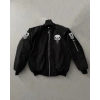 ERKEK Siyah Askeri Tarz Bomber Mont Punisher Skull Detaylı Fermuarlı Cepli - Siyah