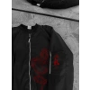 Erkek Siyah Bomber Mont Kırmızı Ejderha Desenli Fermuarlı Cepli Kapitone Astarlı - Siyah