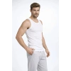Erkek Spor Slimfit Fitilli Kaşkorse Arka Basklı Atlet 2li Set Siyah-Beyaz