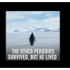 Erkek Survivor Penguin Baskılı 3 İplik Pamuklu Kapüşonlu Sweatshirt Hoodie Siyah