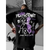 Erkek T-shirt Baskılı Bisiklet Yaka Kısa Kol Tişört - Siyah