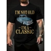 Erkek Tişört Araba Baskılı Kısa kol t-shirt - Siyah