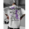 Erkek Tişört Baskılı Bisiklet Yaka Kısa kol t-shirt - Beyaz