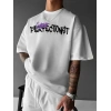 Erkek Tişört Baskılı Bisiklet Yaka Kısa kol t-shirt - Beyaz
