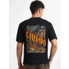 Erkek Tişört Baskılı Oversize Kısa kol T-shirt - Siyah