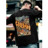 Erkek Tişört Baskılı Oversize Kısa kol T-shirt - Siyah