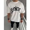 ERKEK Tişört Bisiklet Yaka Baskılı Kısa kol T-Shirt - Beyaz