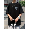 ERKEK  Tişört Bisiklet Yaka Kore tarzı baskı Kısa Kol t-shirt - Siyah