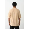 Erkek Tişört Düz Basic Penye Yazlık Bisiklet Yaka Kısa Kol T-Shirt - Bej