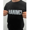 Erkek Tişört Kısa Kol Bisiklet Yaka Katlanan HANIMCI Baskılı T-Shirt - Siyah
