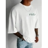 Erkek Tişört Penye Compack Ejder Baskılı Bisiklet Yaka T-shirt - Beyaz