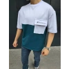 ERKEK Tişört Torba Cepli Parçalı Kısa Kol T-Shirt - Lacivert