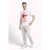 Erkek TÜRKİYE Ay Yıldız Baskılı Taraftar Forma T-Shirt - Beyaz