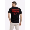 Erkek TÜRKİYE Ay Yıldız Baskılı Taraftar Forma T-Shirt - Siyah
