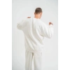 Erkek Uzun Kol Bisiklet Yaka 3 iplik Pamuklu Kışlık SweatShirt  - Beyaz