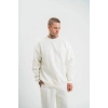 Erkek Uzun Kol Bisiklet Yaka 3 iplik Pamuklu Kışlık SweatShirt  - Beyaz