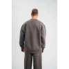 Erkek Uzun Kol Bisiklet Yaka 3 iplik Pamuklu Kışlık SweatShirt  - Füme