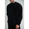 Erkek Uzun Kol Bisiklet Yaka 3 iplik Pamuklu Kışlık SweatShirt - Siyah